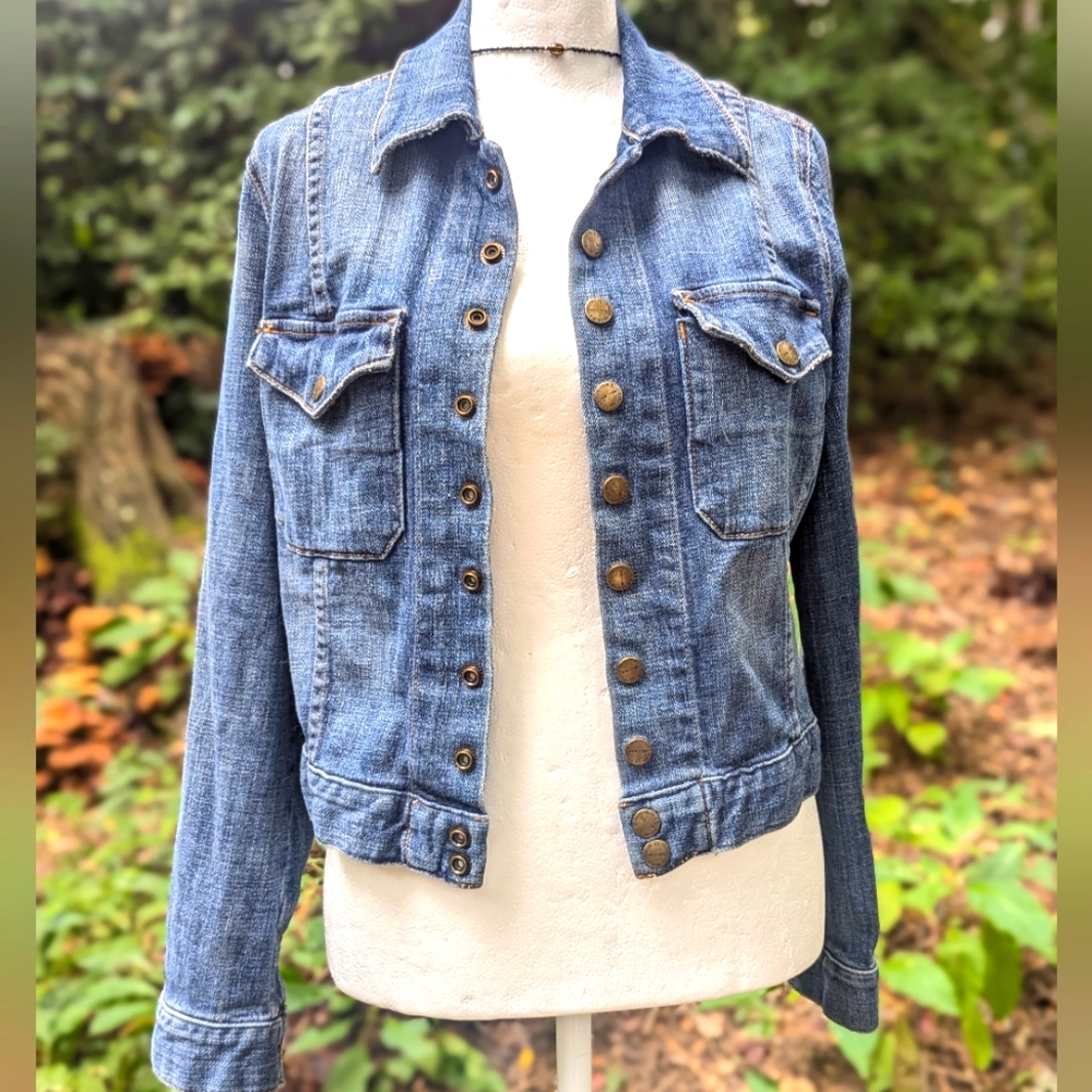Current/Elliott The Snap Jean Jacket in Loved Wash SMALL EUC